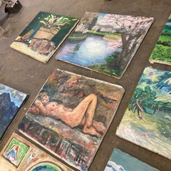 作者不明 大量 F20 P20 F15油彩キャンバス 油絵 古画 まとめ売りの画像