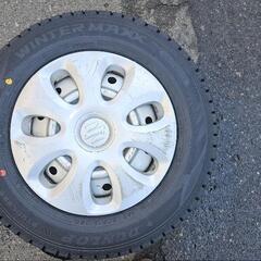 冬タイヤ&ホイール4本セット　145/80R13 鉄チンホイール（スズキのカバー付き）の画像