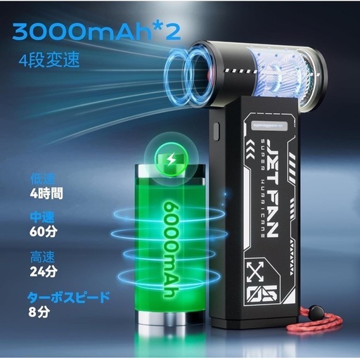 電動エアダスター ターボジェットファン 超強力 55m/s Type-C充電