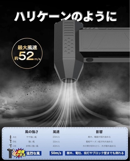 52m/sを超える圧倒的な風速　エアダスター　 電動エアダスター ブロワー