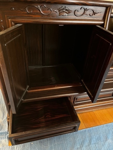 唐木 飾り棚 中古品 119×125×35.5 収納家具 茶箪笥