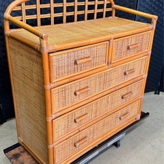 籐ラタンチェスト（ラタン家具/4段5収納）の画像