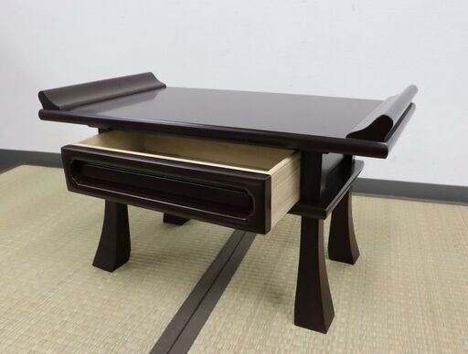 【ヤ取終了4/12】≪C302ジ-イ20新≫【在庫品】経台/経机 引き出し付 幅約55cm 供物台/お供え台/仏前机 寺院 法要/法事 仏教/仏壇/仏具/仏教道具/仏教美術