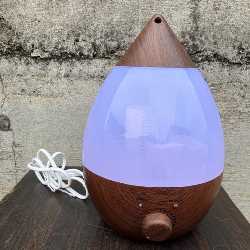 モダンデコ 超音波 加湿器 ウッド しずく型  LED ライト