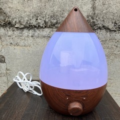 モダンデコ 超音波 加湿器 ウッド しずく型  LED ライト 