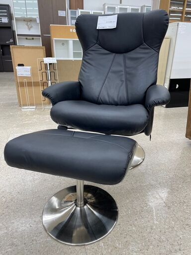 ★ジモティ割あり★  イス　オットマン付き 黒 H101×D76×W57 クリーニング済み TJ9820