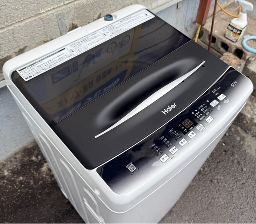 札幌市内配送可 【6ヵ月保証付き】美品 22年製 Haier ハイアール 5.5kg 全自動洗濯機 JW-U55HK