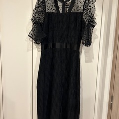 黒 シースルー袖 パーティードレス
