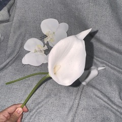 髪飾り 和装　胡蝶蘭 カラー ホワイト 水引 金箔の画像