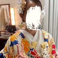 髪飾り 和装　胡蝶蘭 カラー ホワイト 水引 金箔の画像