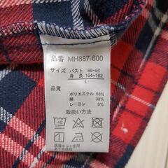 レディース　チェック　シャツ　レッド　ブルー　Lサイズの画像