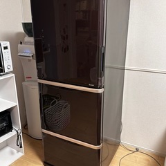 シャープ 両開き冷蔵庫 SJ-PW31Y 3段製氷機つき表面に小さな窪み有