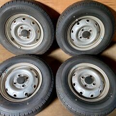 DUNLOP ENESAVE VAN01 145R12 6P.R. LT 中古タイヤ&スチールホイール×4本セット
