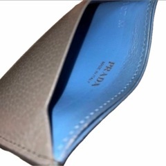 PRADA プラダ　カードケース　ブルー×グレー×ゴールド金具の画像