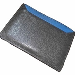 PRADA プラダ　カードケース　ブルー×グレー×ゴールド金具の画像