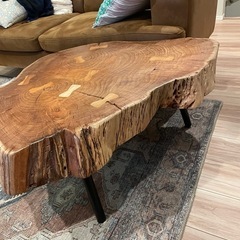 【美品】ブラックフライデー/一点物/切り株ローテーブルの画像