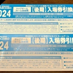 長野パルセイロ　入場引換券　2枚
