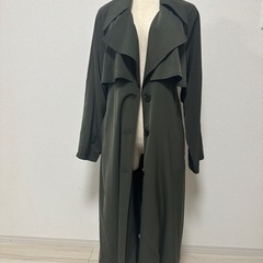 春秋　レディース　ロングコート　sサイズ　カーキ色の画像