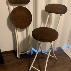 折り畳み式カウンターチェア２脚　ハイチェア　