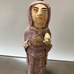毘沙門天　七福神　　薩摩焼　置物　陶芸家作品　指の欠けあり　忠雲窯