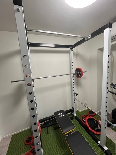 パワーラック、バーベル、ウエイト一式セット