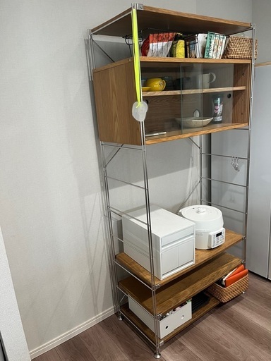 【無印良品】ステンレスユニットシェルフ・オーク材・カップボードセット