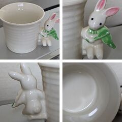 うさぎの陶器小物入れ（中古）の画像