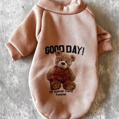 犬服 ドッグウェア スウェット 秋冬 テディベア 熊柄 Sサイズ ブラウンの画像