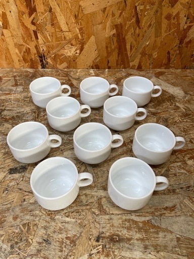 C(6813)②白いコップ 10個セット コーヒーカップ ティーカップ マグカップ 洋食器 食器 飲食店 喫茶店 業務用 店舗用 中古品