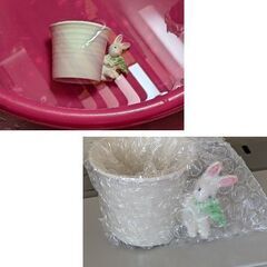 うさぎの陶器小物入れ（中古）の画像