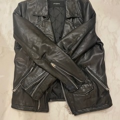 NANO UNIVERSE 羊革　ダブルライダースジャケット黒の画像