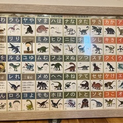 ひらがな表　あいうえお　恐竜　額縁付き