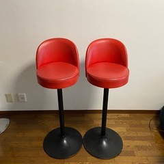 取引中！2脚セットバーチェア カウンターチェア レッド