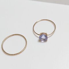k10リング 指輪 2本 まとめ売り サイズ11号 10金 地金 タンザナイト 12月誕生石