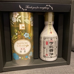 醤油 お茶 そば等のセットの画像