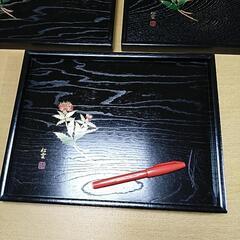 木製漆塗り角盆3枚セットの画像