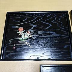木製漆塗り角盆3枚セットの画像