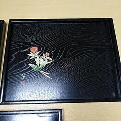木製漆塗り角盆3枚セットの画像