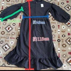 E hyphen world gallery 未着用 紙タグ付き フリーサイズ ピーチ起毛ギャザーロングワンピース 黒 Fサイズの画像