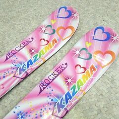 KAZAMA 106cm ジュニアスキー キッズスキー SPAX-J ROCKER 子供用 カービングスキー ピンク系 LOOK ビンディング付き板 カザマ 札幌市 屯田店の画像