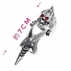 アーマーリング　1個　狼　スカル　フィンガーリング　ファッションリング　シルバーの画像