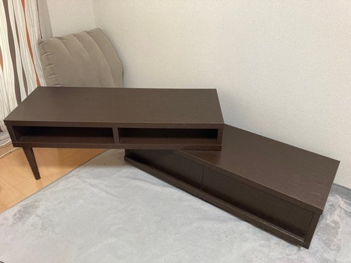 木製テレビ台　伸縮タイプ　テレビボード　ブラウン