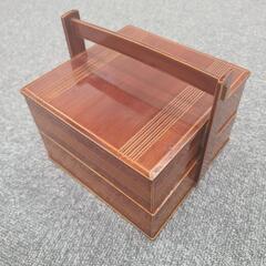 手提げ菓子器　漆器　二段重ね　茶道　赤茶色の画像