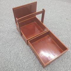 手提げ菓子器　漆器　二段重ね　茶道　赤茶色の画像