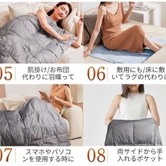 洗える 着れる 軽い 電気毛布 usb速暖130×110cm 敷き掛け膝掛け兼用の画像