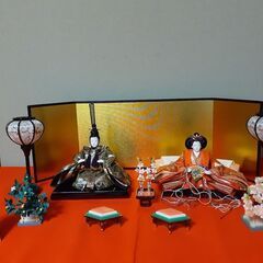 内裏雛　十二単衣　屏風付　セット　恭富　作　美品
