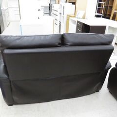 北海道 千歳市/恵庭市 近郊配送 2Pソファ 2人掛け ダークブラウン レザー 店頭でのお受渡し大歓迎の画像