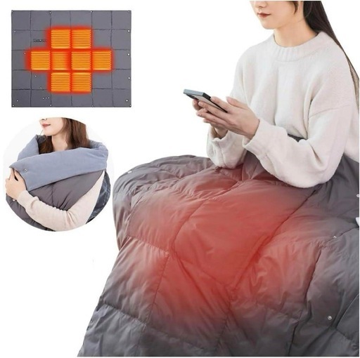 【決まりました！ありがとうございました！】6way✨ 電気毛布 着る毛布 大判サイズ　8枚ヒーター　ダークグレー