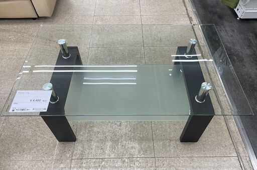 ★ジモティ割あり★  ガラステーブル  H43.5×D59.5×W99.5 クリーニング済み TJ9856