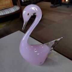 ② レトロ マルティグラス スワン 鳥 ガラス オブジェ 置物 ...
